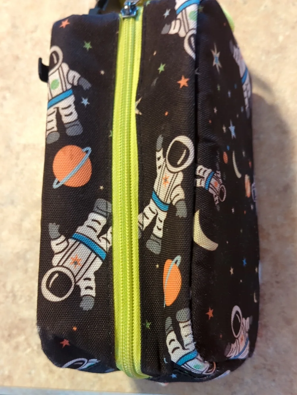 Kids Space Black Lunch Cooler Pouch insulated Freeze At Night Pack It Astronaut
